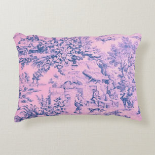 Almofada Decorativa Chinoiserie Russa Rococo - Toile Rosa Francês
