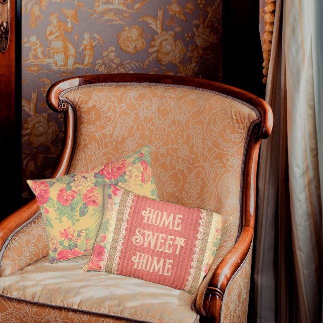 Almofada Decorativa Chique Floral Home Sweet Home Reversible (Criador carregado)