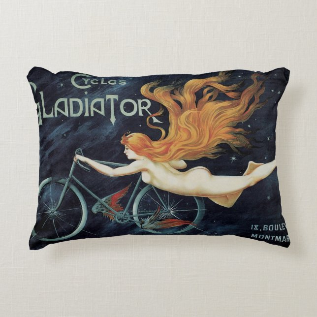 Almofada Decorativa Ciclos Gladiator, Arte Nova Vitoriana Vintage (Frente)