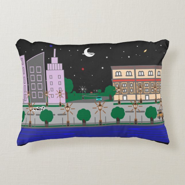 Almofada Decorativa Cidade Noturna (Frente)