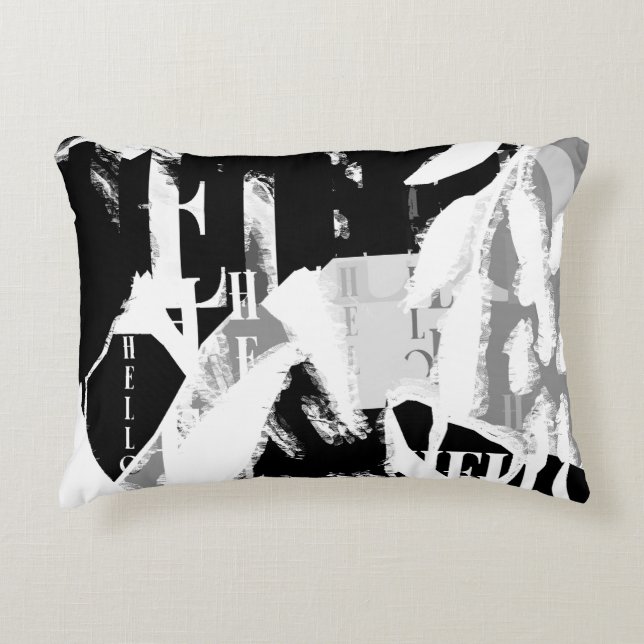Almofada Decorativa Cinza abstrato Black White (Frente)