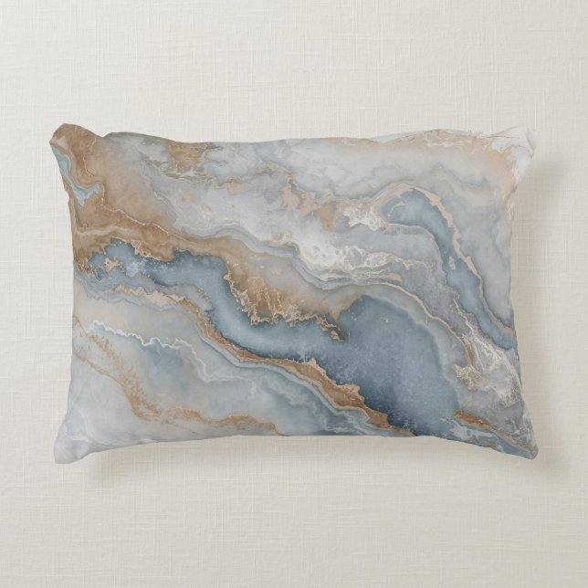 Almofada Decorativa Cinza Azul Dusty Abstrato Beige (Frente)