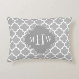 Almofada Decorativa Cinza Branco Marroquino #5 Cinza Escuro 3 Monogram