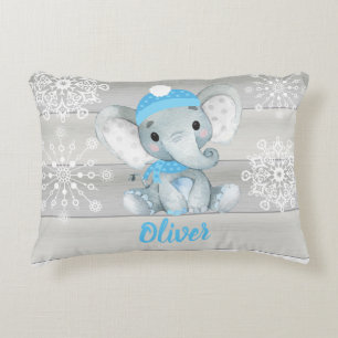 Almofada Decorativa Cinza de floco de neve de elefante azul Travesseir