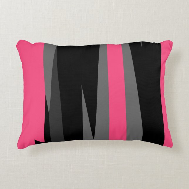 Almofada Decorativa cinza rosa e abstrato preto (Frente)
