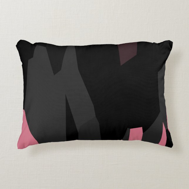 Almofada Decorativa cinza rosa e abstrato preto (Frente)