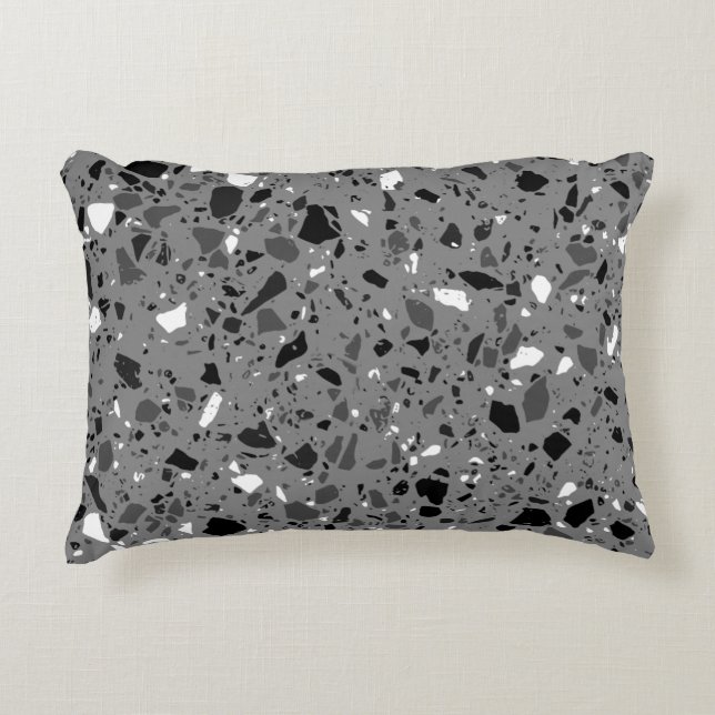 Almofada Decorativa Cinzas design azulejo do Terrazzo (Frente)