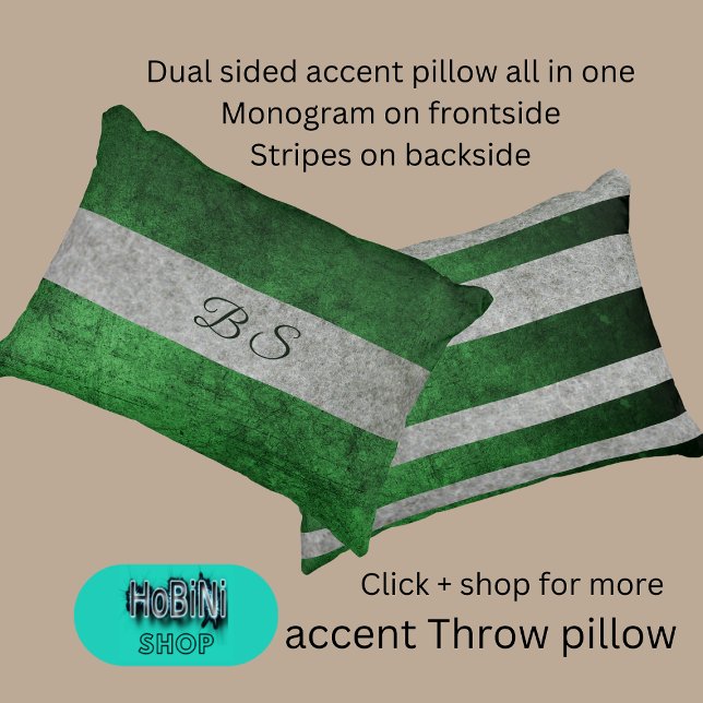 Almofada Decorativa cinzas e monogramas de dupla face (Dual sided accent throw pillow all in one
Monogram on frontside
Stripes on backside)