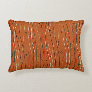 Almofada Decorativa Cinzas Vermelhas Ondas: Arte Abstrato Japonesa Mod