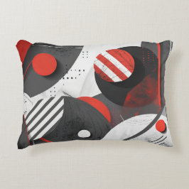 Almofada Decorativa Círculos geométricos abstrato a vermelho e preto