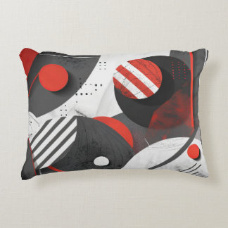 Almofada Decorativa Círculos geométricos abstrato a vermelho e preto