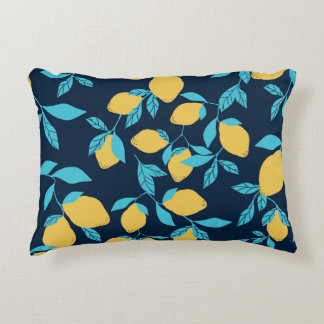 Almofada Decorativa Citros simples: limões em azul.