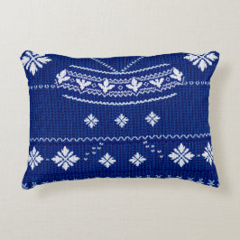 Almofada Decorativa Classic Cobalt Blue & White Nordic Snowflake Knitt