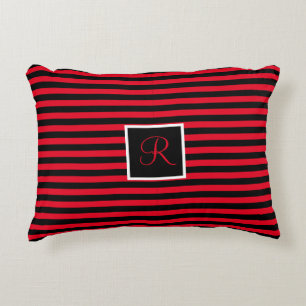 Almofada Decorativa Clássico Moderno - Letra Inicial Vermelho e Preto