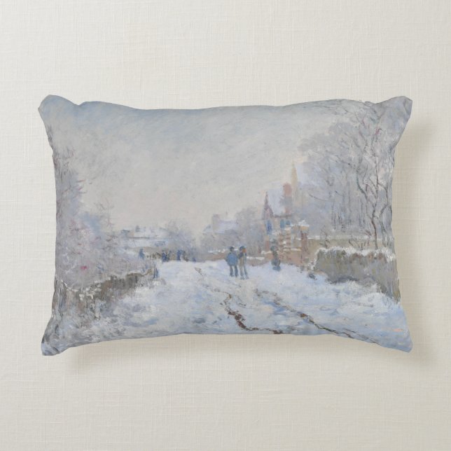 Almofada Decorativa Claude Monet - Cena de Neve na Argentina (Frente)