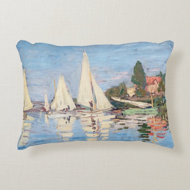 Almofada Decorativa Claude Monet - Regattas em Argenteuil (Frente)
