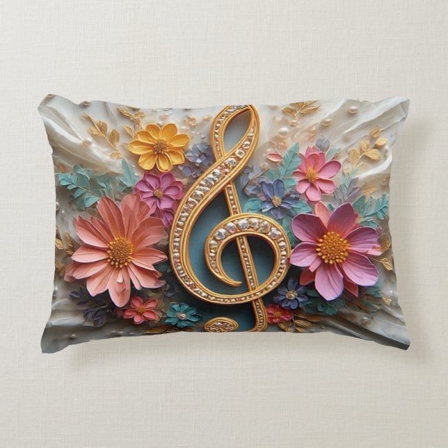 Almofada Decorativa Clave de Sol Floral (Frente)