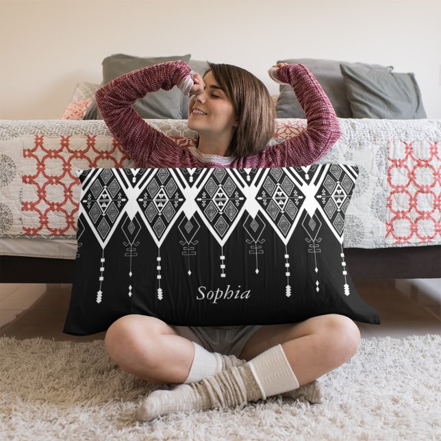 Almofada Decorativa Cliente Branco E Preto Americano Nativo (Criador carregado)