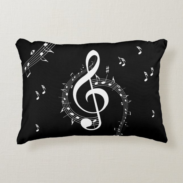 Almofada Decorativa Climacic G Clef Music Black (Frente)