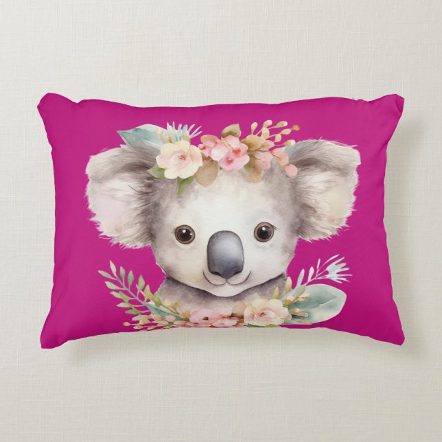 Almofada Decorativa Coala Fofo Rosa Quente (Frente)