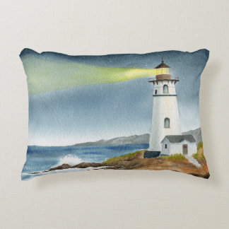 Almofada Decorativa Coastal Lighthouse with Light Beam Postcard