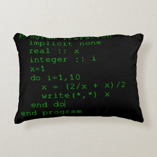 Almofada Decorativa Código verde do Fortran (Frente)