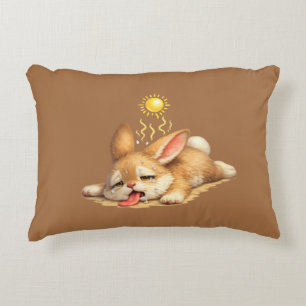 Almofada Decorativa Coelho Fofo Descansando Sob o Sol Escaldante Ilust