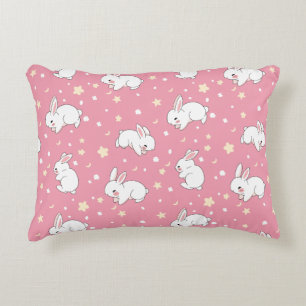 Almofada Decorativa Coelho Kawaii Rosa Fofo Rabisco