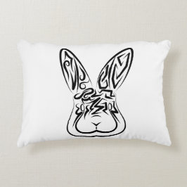 Almofada Decorativa Coelho Tribal Negro e Branco