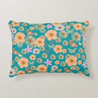 Almofada Decorativa Coelhos florais adoráveis azuis