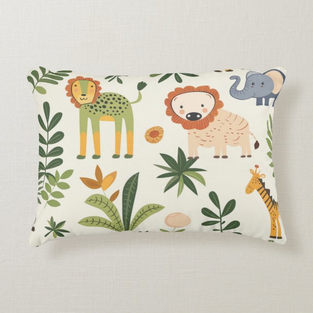 Almofada Decorativa Cojín infantil con animales de la selva (Frente)