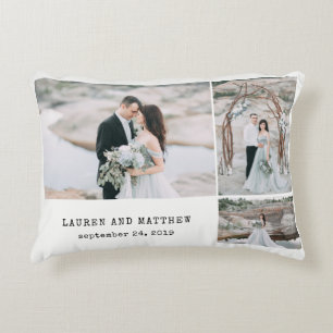 Almofada Decorativa Colagem de Fotografias e Cinzas de Casamento Eetér