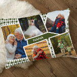 Almofada Decorativa Colagem de Fotos com 5 Imagens Nana Verde e Branca<br><div class="desc">Travesseiro personalizado com 5 de suas fotos favoritas para Nana. Suas fotos estão posicionadas contra um padrão geométrico moderno em verde-oliva e branco. A NANA está escrita em tipografia branca e a modelo está pronta para você editar isto (para a vovó ou Mimi, por exemplo). Você também pode editar a...</div>