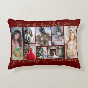 Almofada Decorativa Colagem de Fotos de Natal Feliz da Família Trendy