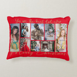 Almofada Decorativa Colagem de Fotos de Natal Feliz da Família Trendy