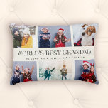 Almofada Decorativa Colagem de Fotos de Texto Personalizado WORLDS MEL<br><div class="desc">Melhor vovó do mundo! Guarda-te da família moderna,  este design de colagem de fotografias de texto personalizado faz uma bela exposição para as tuas fotografias favoritas de crianças,  netos,  casamentos ou qualquer outra ocasião especial. presente de excelente para avós! 2 linhas de texto totalmente personalizável.</div>