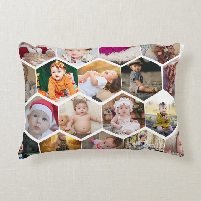 Almofada Decorativa Colagem de Fotos do Hexagon (Frente)
