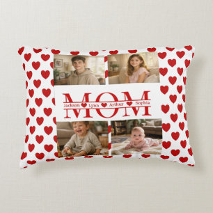Almofada Decorativa Colagem de Fotos Personalizada Mãe Coração & Nome 