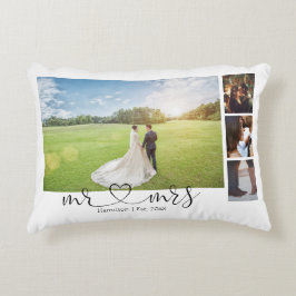 Almofada Decorativa Colagem de Fotos Personalizada Mr e Mrs Heart