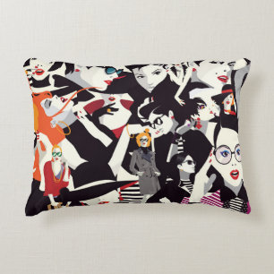 Almofada Decorativa Colagem de meninas modestas: pop