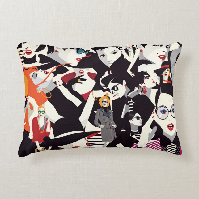 Almofada Decorativa Colagem de meninas modestas: pop (Frente)