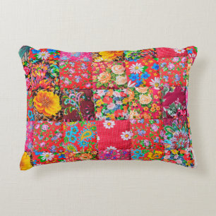 Almofada Decorativa Colcha de retalhos feita à mão com padrão floral c