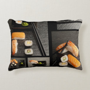 Almofada Decorativa Coleção do sushi no fundo preto