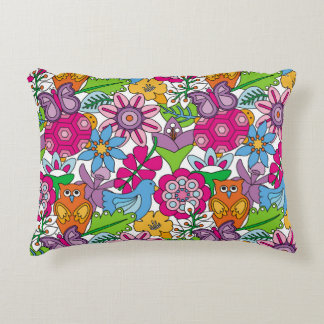 Almofada Decorativa Colorful animals and flowers vintage seamless patt