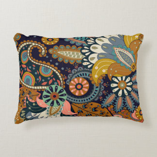 Almofada Decorativa Colorful Paisley: Papel de parede indiano floral.