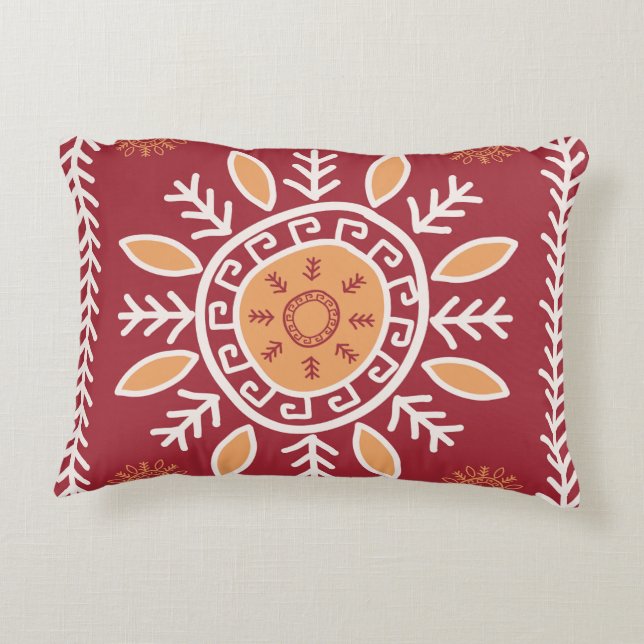 Almofada Decorativa Colorful Red,Tribal Pattern (Verso)