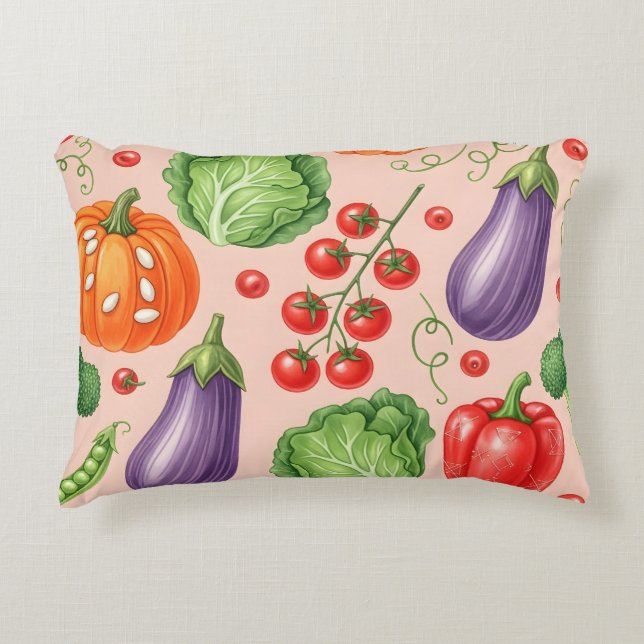 Almofada Decorativa Colorful Vegetable Pattern Illustration (Frente)