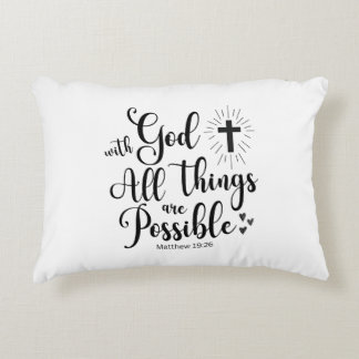 Almofada Decorativa Com Deus, todas as coisas são possíveis - Matthew 
