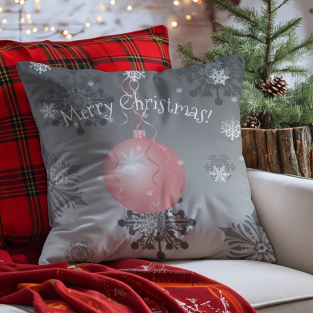 Almofada Decorativa com Enfeite de Natal Pink Fanc (Pink Fancy Christmas Ornament Throw Pillow)