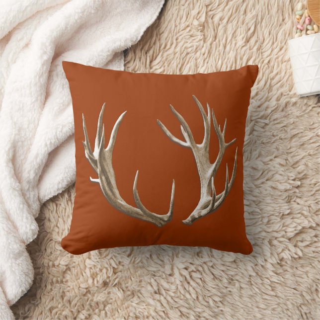 Almofada Decorativa com Galhadas de Veado Laranja (Cobertor)
